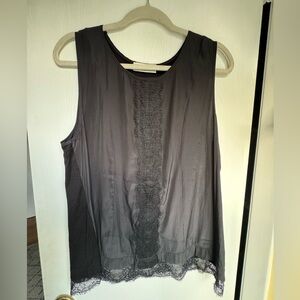 Lola & Sophie Black Top with Lace Accents MADE IN USA